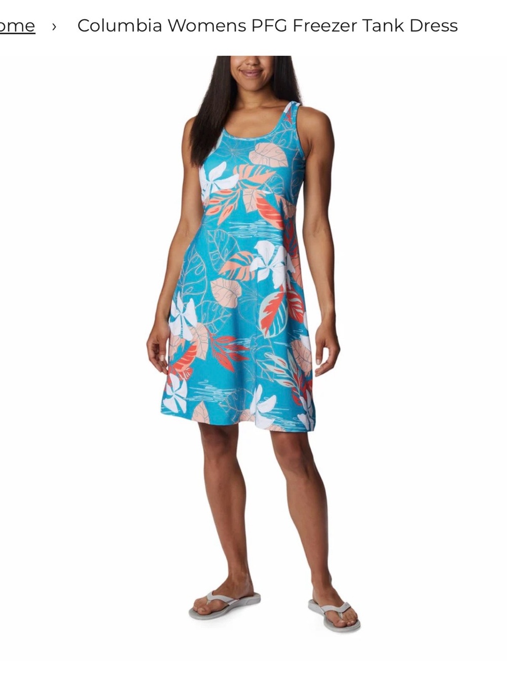 Columbia Turquoise Floral Tank Dress SZ XL